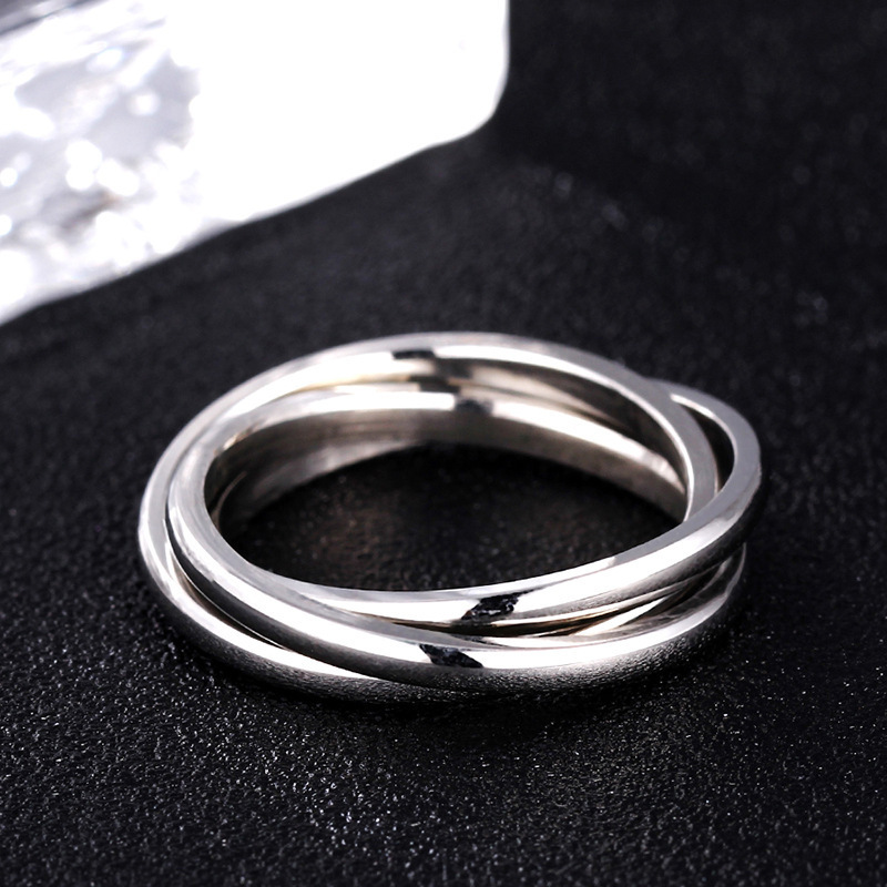 Stainless Steel Tricyclic Ring Sansheng III Ring 18K Wedding Ring 6mm Combination Ring Set