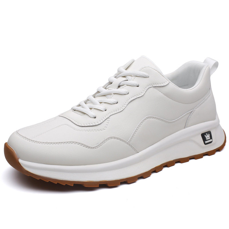 Giày thể thao nam sneaker cổ thấp đế dày, dây buộc, mũi tròn, phong cách năng động — GX129 màu trắng, GX129 màu đen