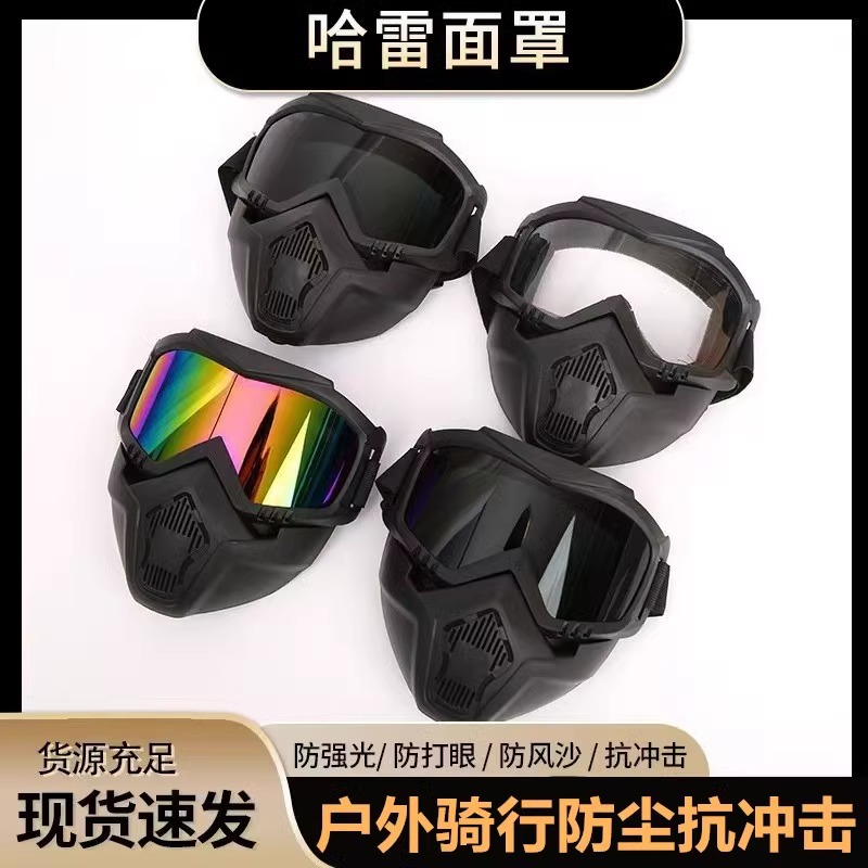 骑行防护哈雷面罩防沙尘暴防雾防风沙男女骑行防尘护目镜电焊面具