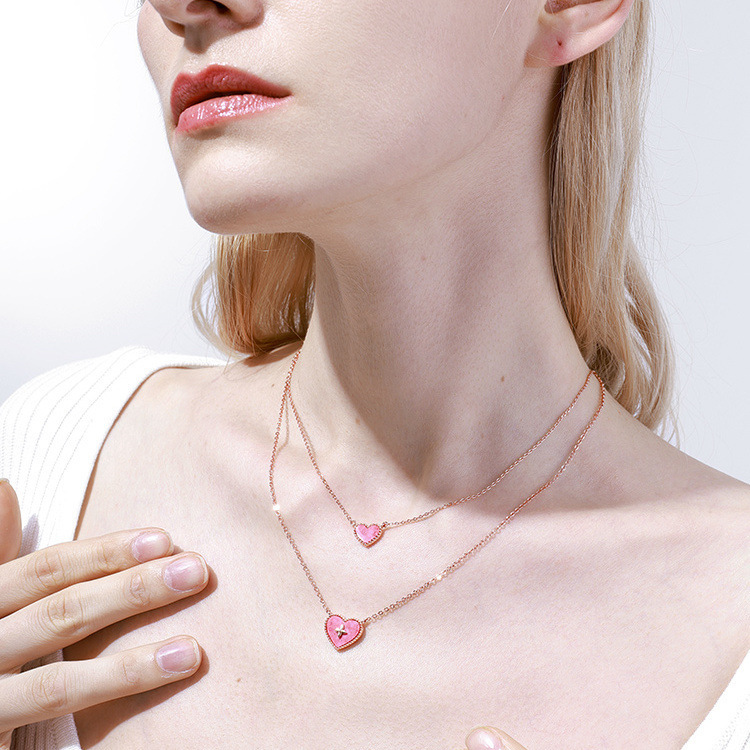 Heart Shape Pattern Women's Gender 925 Sterling Silver Artificial Gemstones Inlay Heart Shape Pendant Necklace