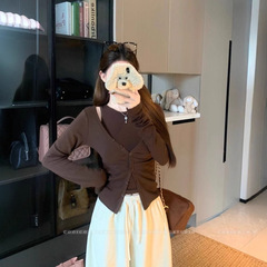 设计感复古套装修身显瘦开衫外套女春秋季内搭纯色无袖背心两件套