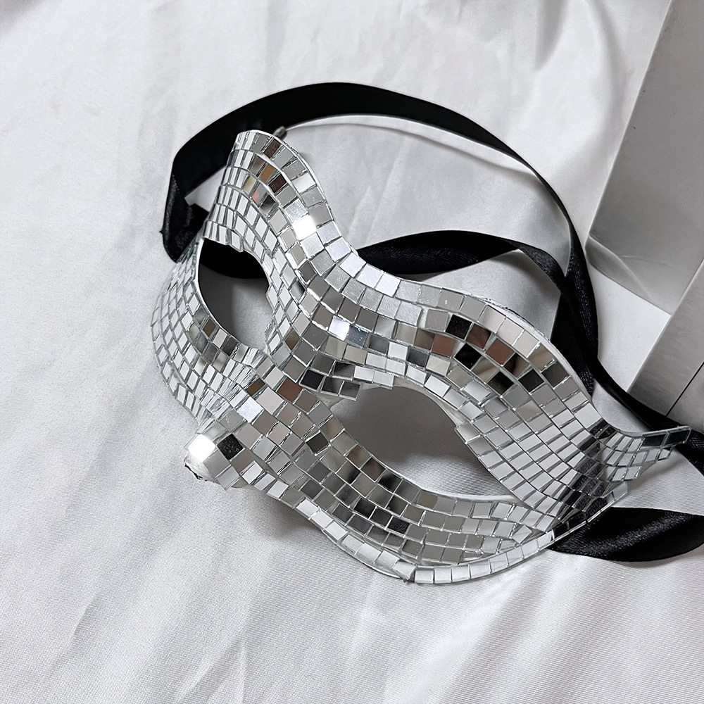 Máscara de Discoteca Hecha a Mano, Máscara Facial de Bola de Discoteca, Máscara para Fiesta de Halloween, Decoración para Cubrir la Cara