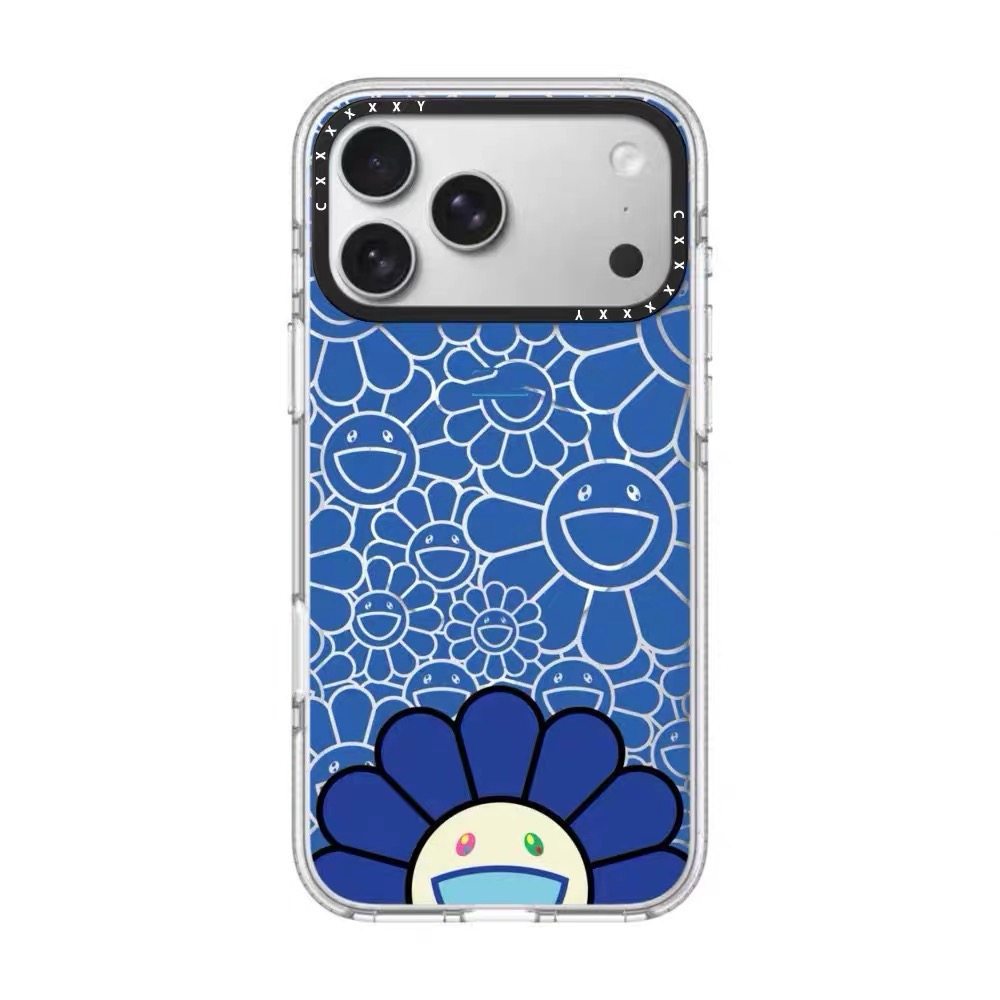 Blue probe sunflower - transparent white frame