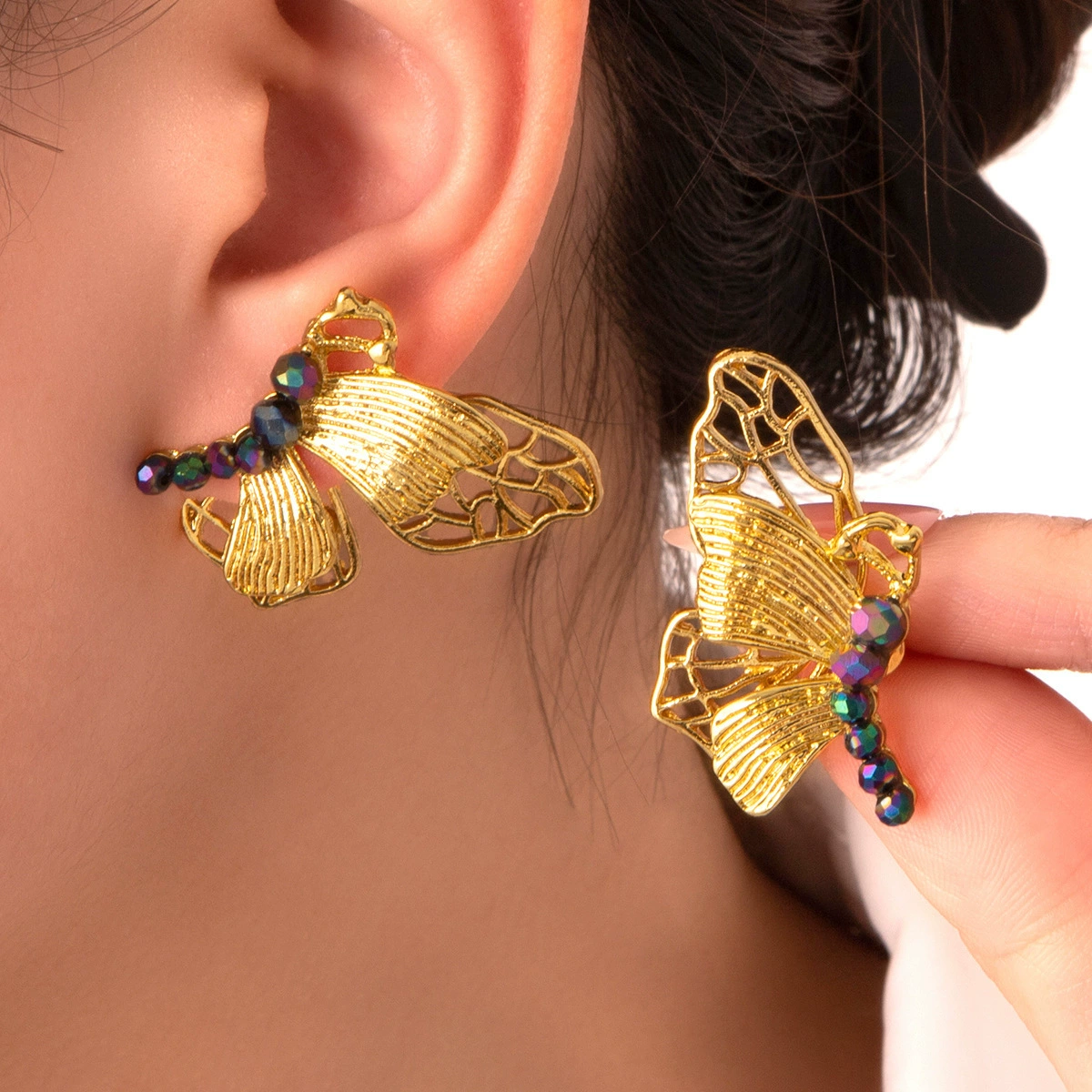 Metal retro earrings, silver 925 sample, Chinese style, light luxury style