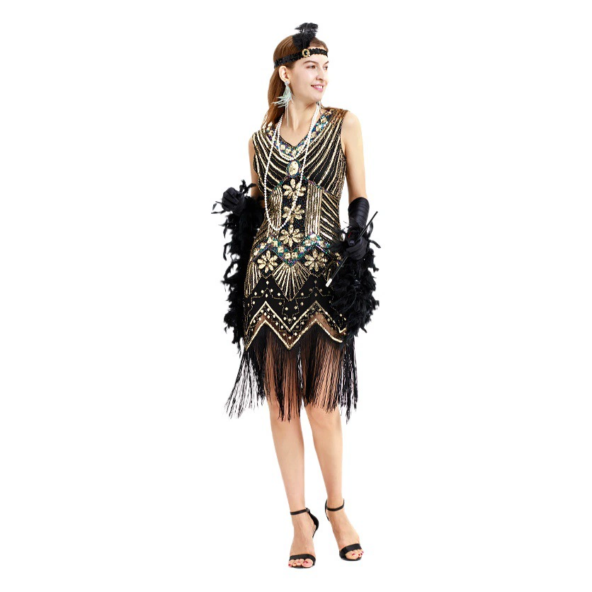 1920S ретро платье Гэтсби платье тяжелая промышленная бисерная юбка с блестками