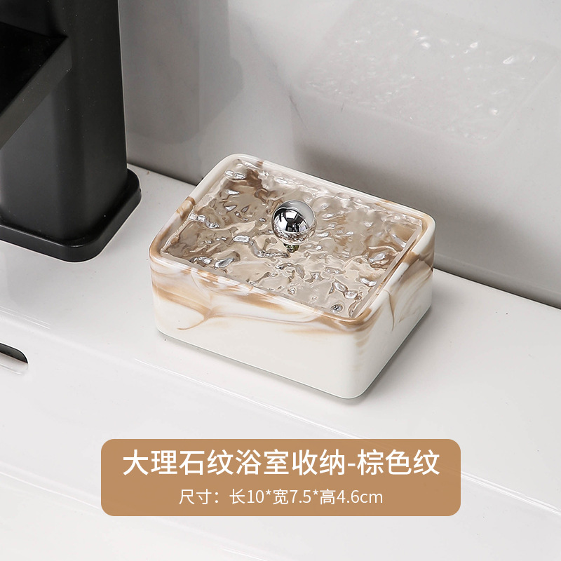 Conjunto de almacenamiento de cerámica de lujo ligero, caja de palillos de algodón, caja de almacenamiento de hilo dental 2 - en - 1