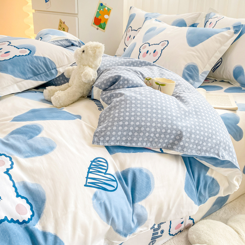 Nuevos productos de algodón único 180 × 200x230 estudiantes de dibujos animados dobles 100 algodón puro cubierta de edredón 1.5m mayorista