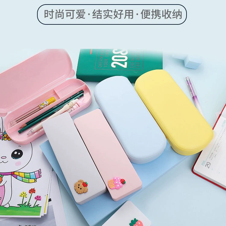 Простая матовая пластиковая прозрачная канцелярская коробка для студентов пенал коробка оптом для хранения пенал