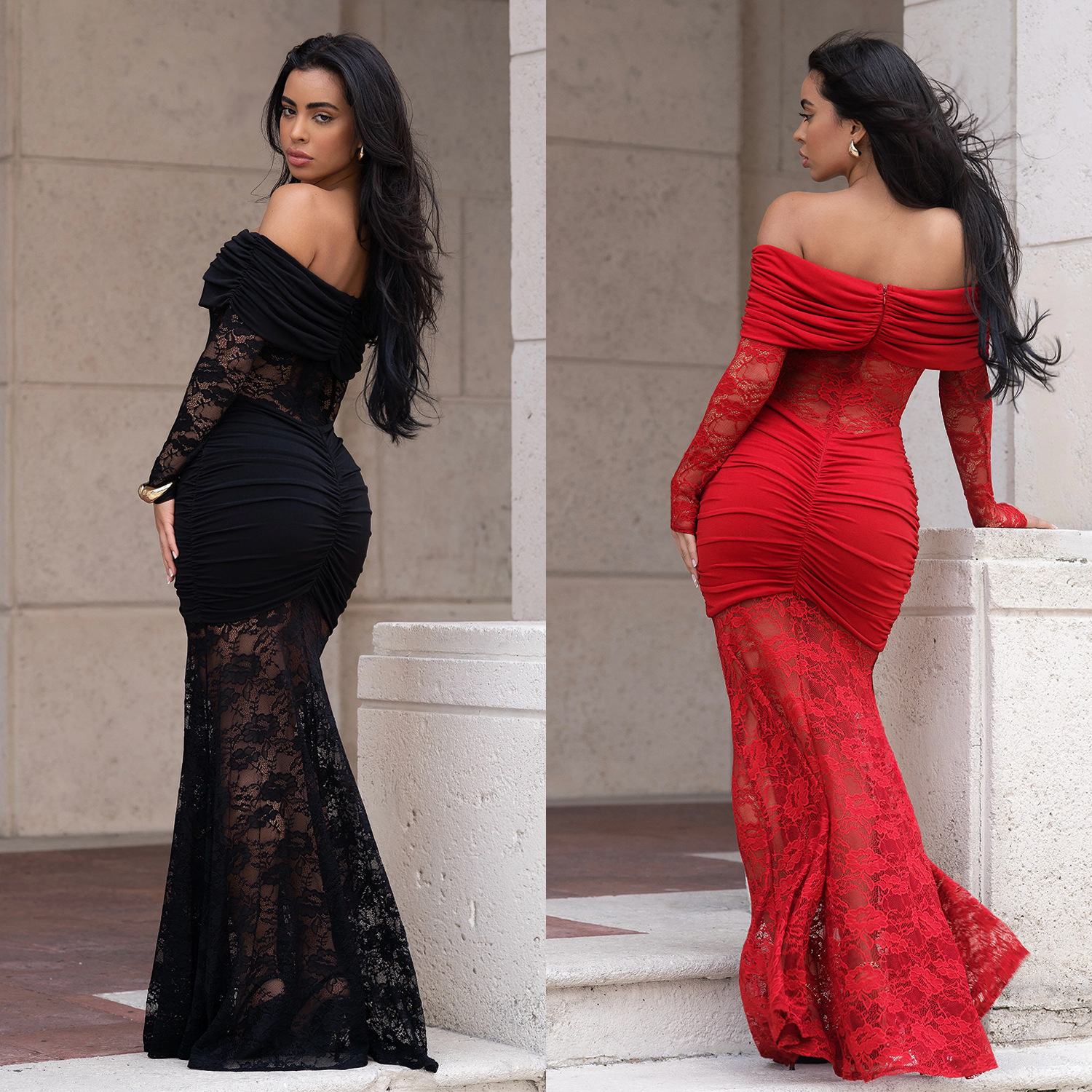 C7620 Aliexpress transfronterizo amazon ropa de moda europea y americana sexy de hombro de encaje vestido de cadera