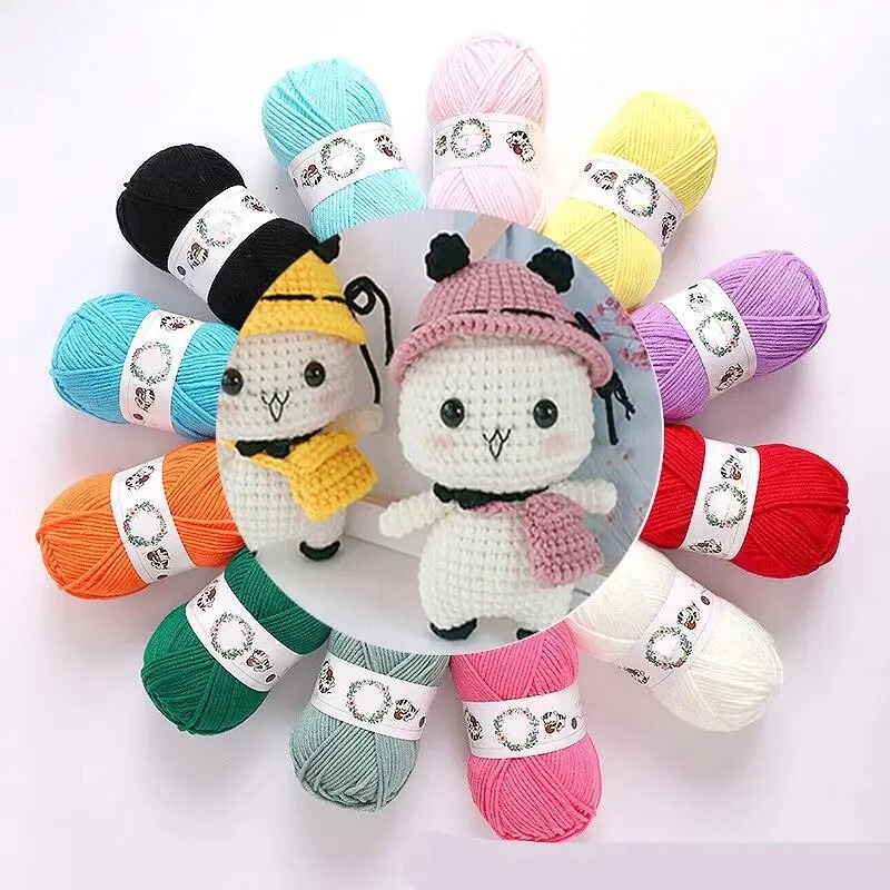 Colorful Milk Cotton Thread Ball Kidsren's Cute Baby Beginner Knitting Scarf Doll Material DIY Hand Knitting Art