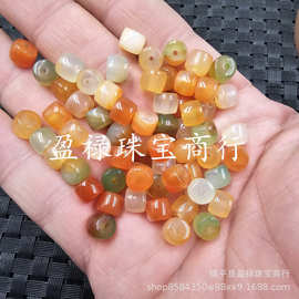 冰种玛瑙老型珠玉石散珠黄绿白色玉髓路路通diy饰品配件手工珠子