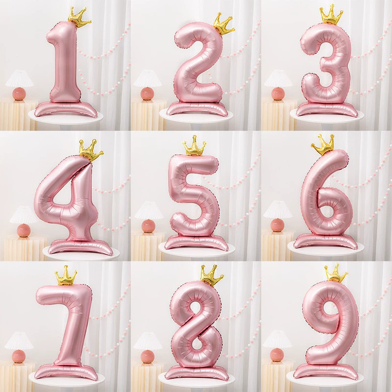 Big fuchsia pearl powder, digital balloon, Birthday gift