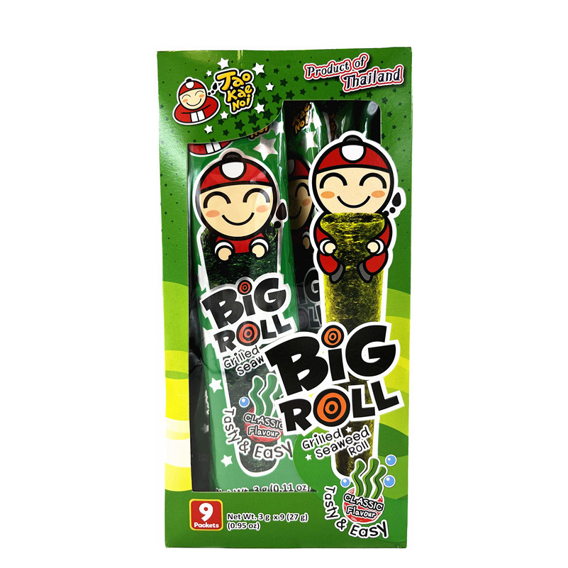 泰国进口海苔 老板仔小老板原味烧烤味海苔卷紫菜卷系列9条入