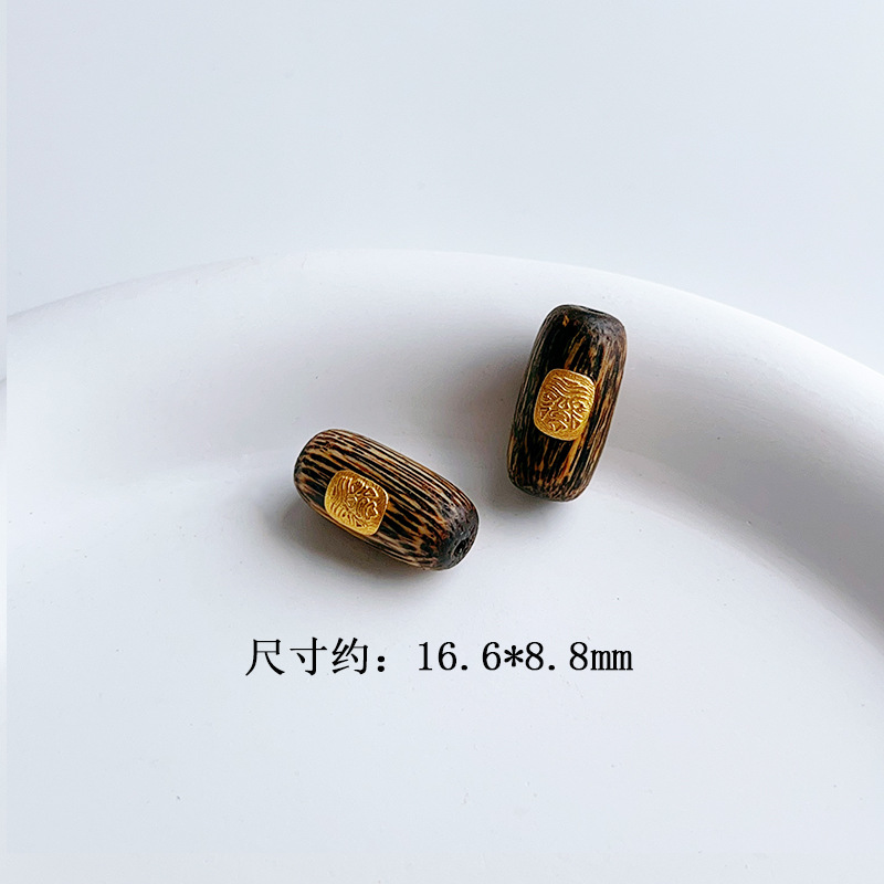 Natural agarwood play accessories s925 silver gold-plated five by zhakiram bracelet accessories diy beads half