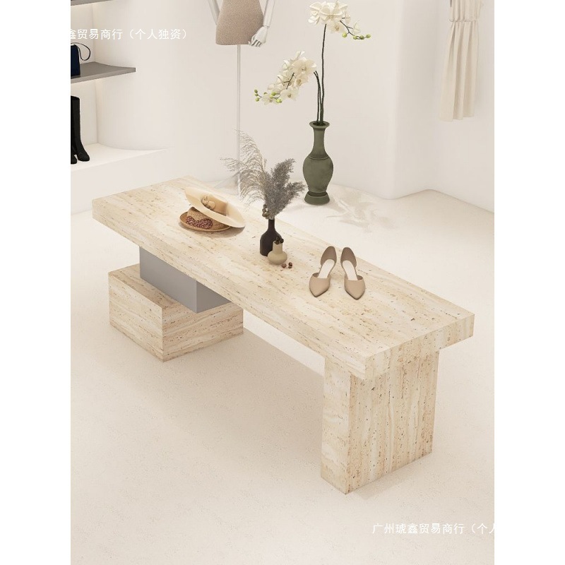服装店中岛桌简约女装店鞋子包饰品摆放流水台洞石陈列展示桌