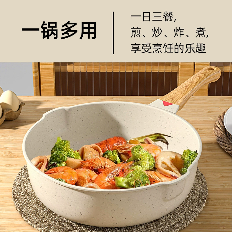 Новая керамическая антипригарная кухонная кастрюля, многофункциональная жарочная сковорода плоская кастрюля, газовая плита для жарки wholesale