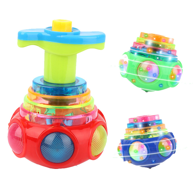 Spinning Piggy Top Colorful Flash Outdoor Music Cartoon Electric Children's Nostalgia Toy Gift for Boys and Girls