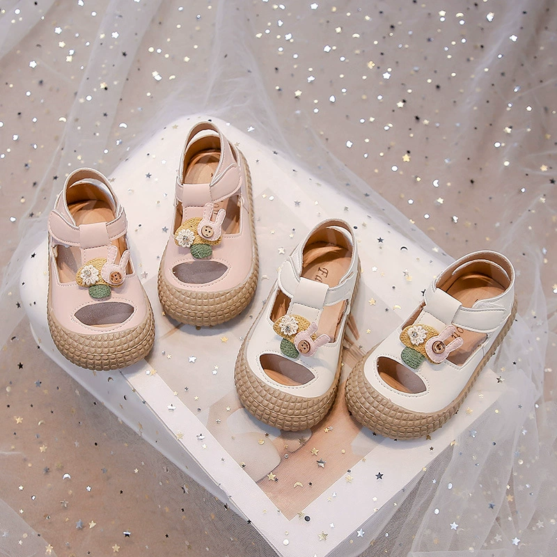 Баотоу сандалии для девочек 2025 Новый стиль милый грибной кролик детская сандалия