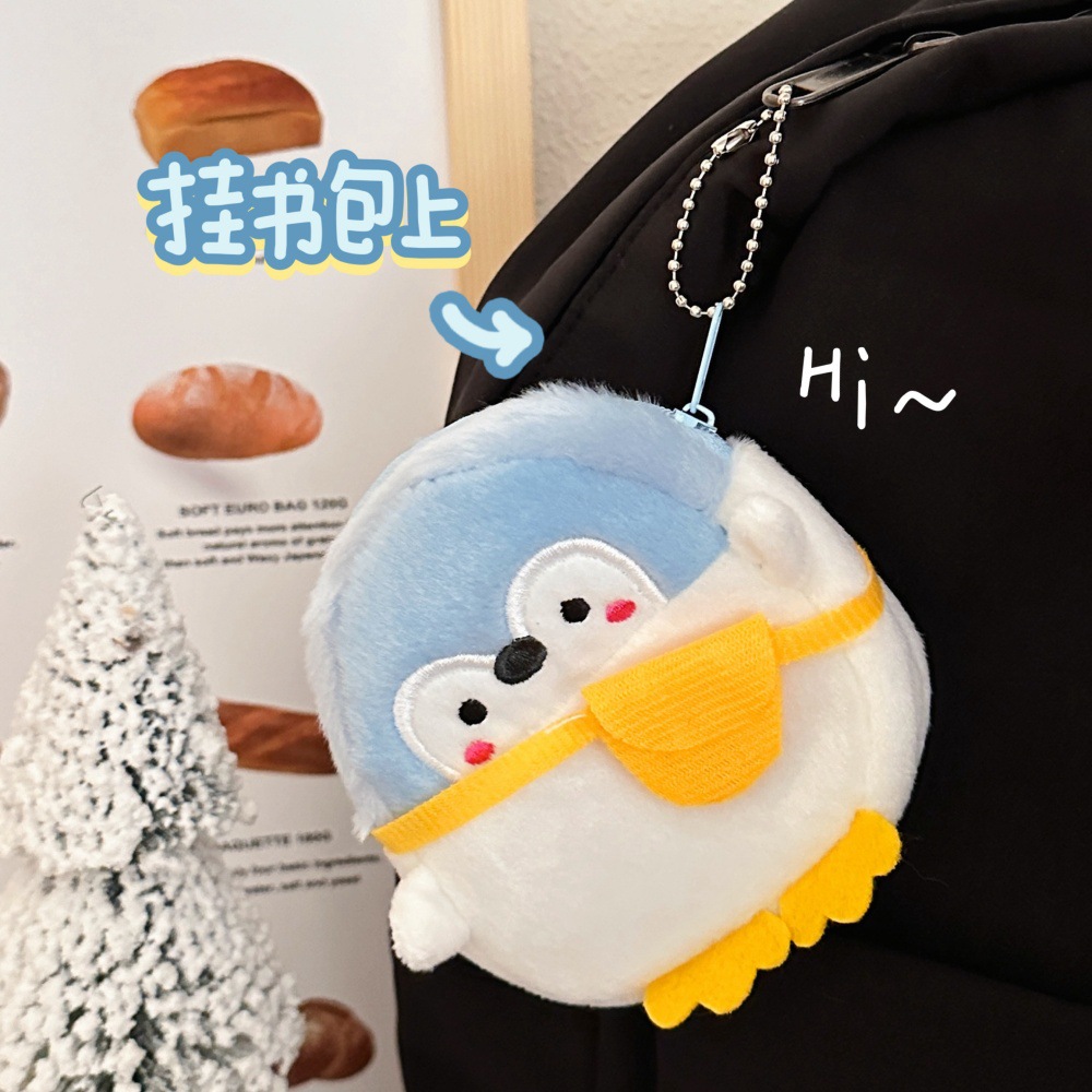 Cute muñeca pingüino bolso de cambio colgante chica corazón muñeca paquete de datos de cable bolsas de almacenamiento de lápiz labial bolsas de auriculares al por mayor