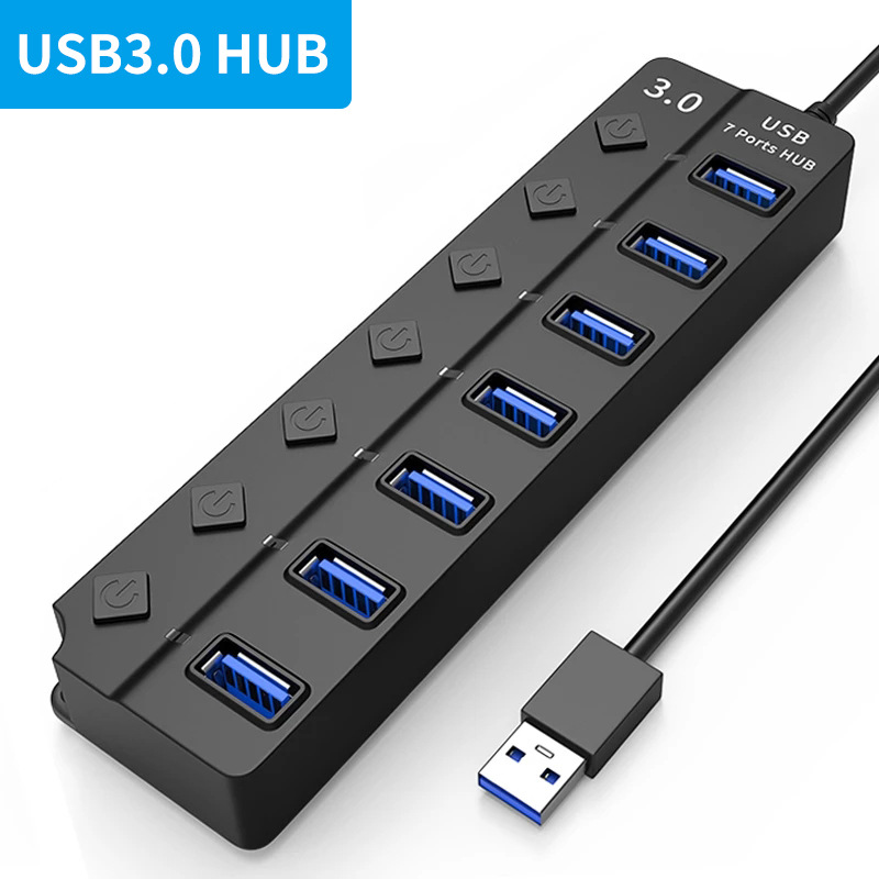 Seven-port switch HUB3.0, four-port 3.0 splitter, 2.0 hub, four-port extender, USB computer splitter