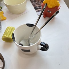 Stainless steel spoon Korean round spoon long handle Korean spoon home restaurant rice spoon watermelon spoon soup spoon BH06