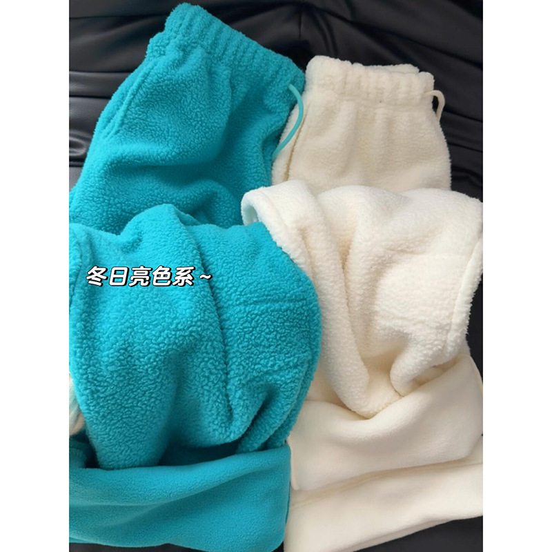 Women's Loose Fleece Jogger Sweatpants Autumn Winter 2025 New Casual Cotton Pants Petite Wide-Leg Fleece Sweatpants