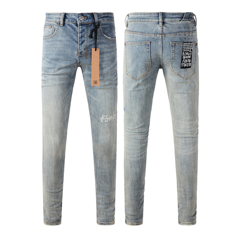 Foreign Trade Cross-Border European and American Trendy Brand Ksubi Hiphop Jeans Slim Fit Ripped Distressed Jeans