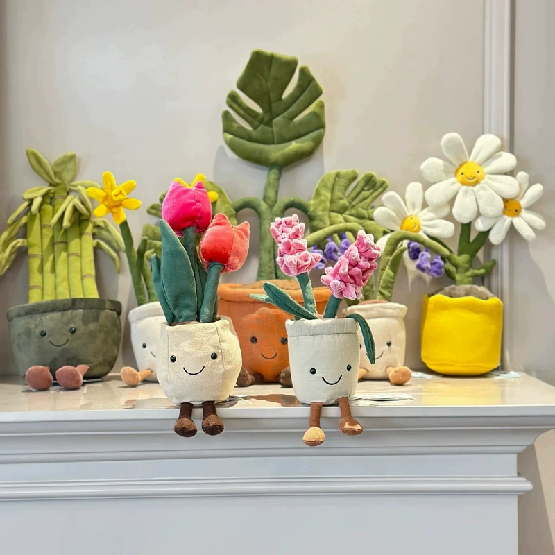 Jellycat: горшок с нарциссами и букет ромашек декор