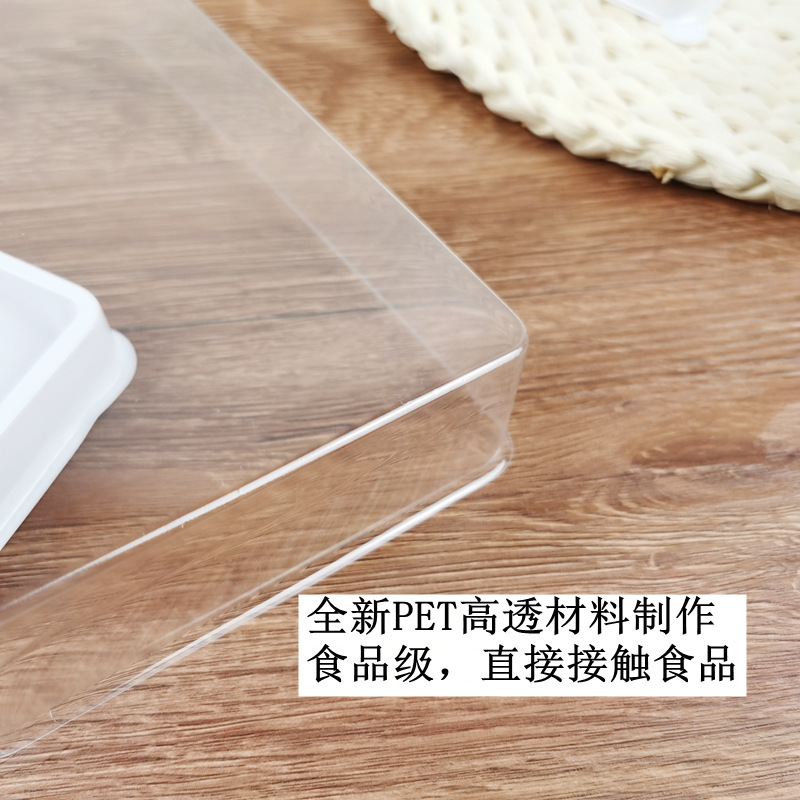 Caja de embalaje de plástico desechable cuadrado 10 caja de embalaje de pastel de judías verdes Caja de pastelería china para hornear caja de alta gama