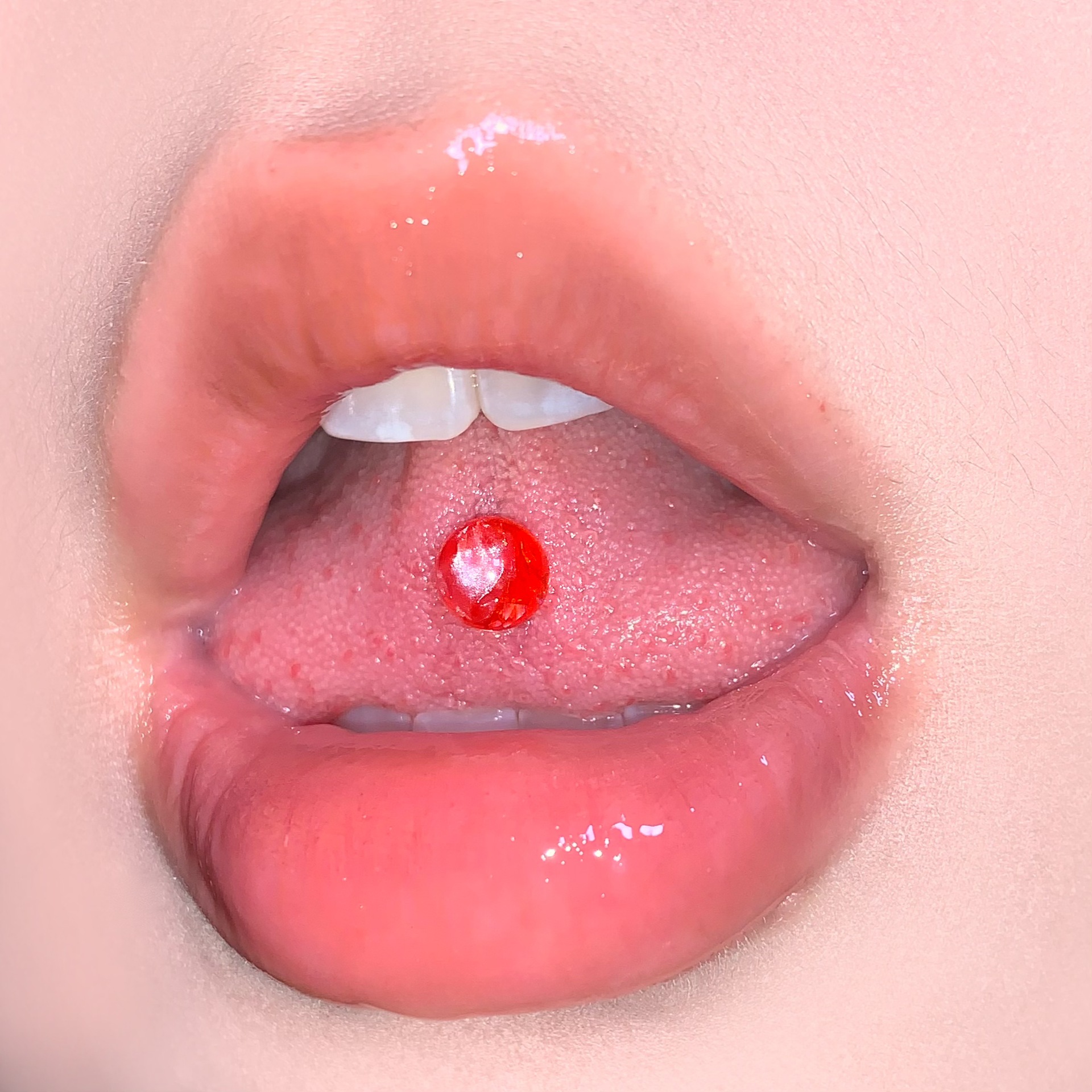Labret stud lip piercing jewelry styling detail