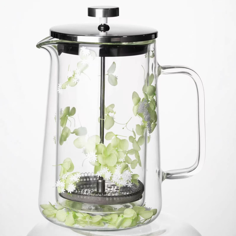 Manufacturer Wholesale Double-Layer Dried Flower French Press Pot, Thickened High-Temperature Resistant Glass Trapezoidal Coffee Pot, Household Filter Sharing Pot Manufacturer Wholesale Double-Layer Dried Flower French Press Pot, Thickened High-Temperature Resistant Glass Trapezoidal Coffee Pot, Household Filter Sharing Pot