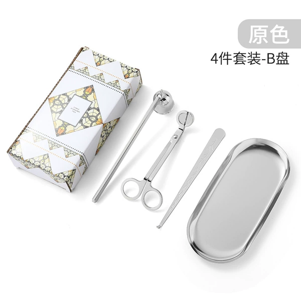 Small candle, silver set, 4 piece set