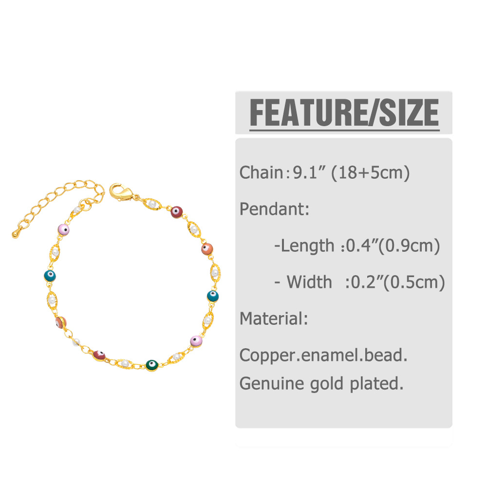 Bohemian Devilu0027S Eye Copper Enamel Plating Inlay Beads Bracelets 1 Piece