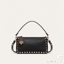 TV华伦家牛皮斜挎包欧美手提女包链条质感小方包时尚铆钉单肩包包