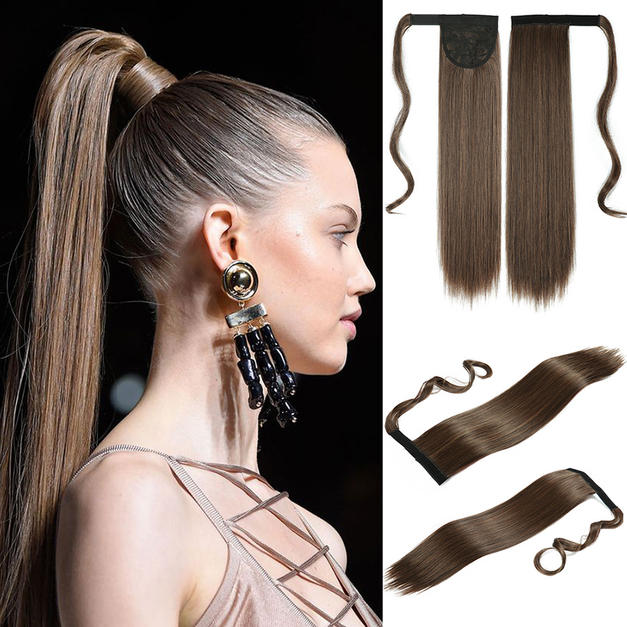 Velcro ponytail matte silk long straight...