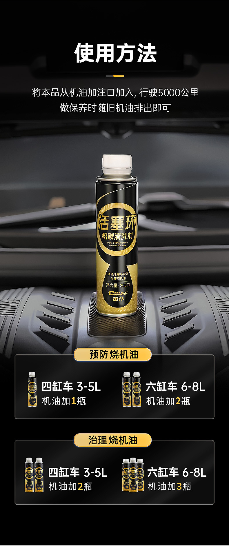 CarPilot Piston Ring Release Agent Carbon Deposit Cleaner Relieves Oil Burning, Universal for Gasoline and Diesel Vehicles, Removes Carbon Deposits