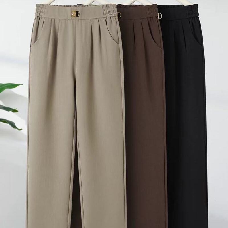 New Style Middle-Aged and Elderly Women's Pants Spring and Autumn Straight Casual Pants Long Pants Casual Women's Pants New Loose High-Waisted Elastic