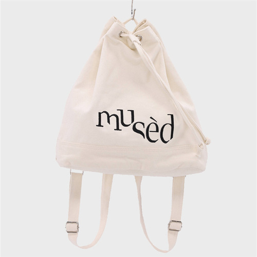 Korean style new backpack, simple letter printed canvas bag, portable large capacity shopping bag, student bucket bag