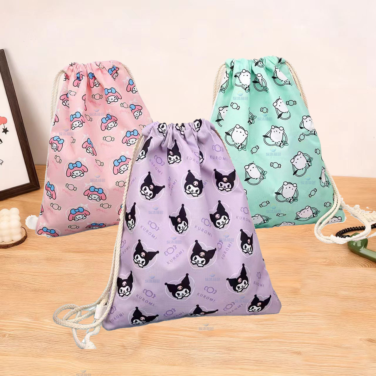 束口袋抽绳双肩包女学生简易书包旅行包小布袋运动轻便补习背包潮