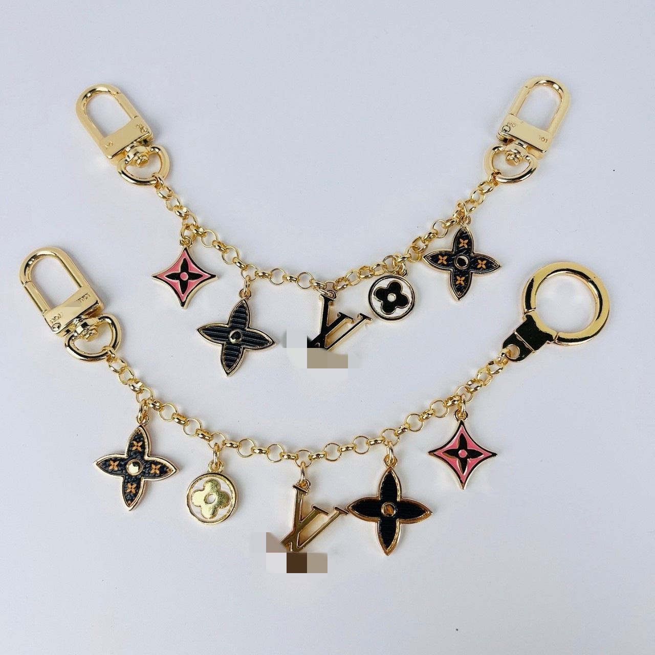 驴家老花皮钥匙扣太阳花合金挂件欧美时尚潮流手环挂包链L家现货