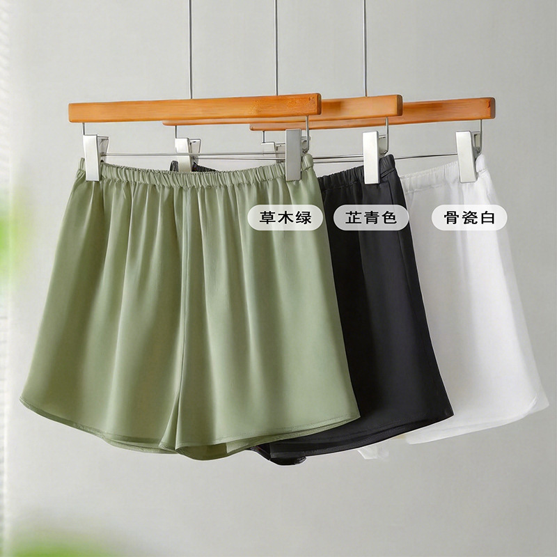 High-end 12 momme! Relaxed fit silk acetate casual shorts for women, new summer style, high-waisted, loose-fitting, slimming shorts