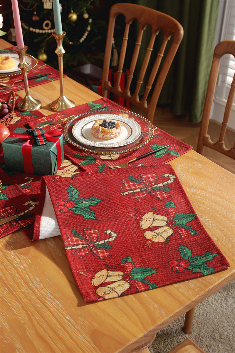 Runner da tavola natalizio stampato in policotone albero di Natale fiocco di neve tovaglietta tovagliolo tovaglia decorativa_voghion.com