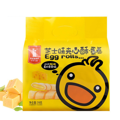 Karoka Mani filled crepe 218g salted egg durian cream roll web star snack leisure filling biscuit wholesale