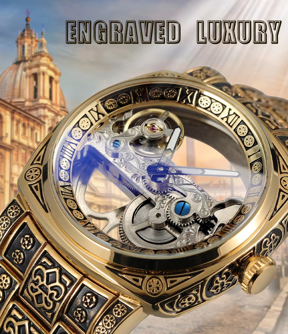 Forsining Vintage Automatic Mechanical Watch For Men Carved Style_voghion.com