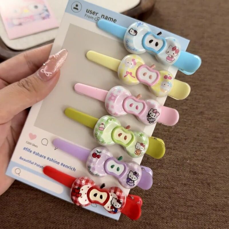 Cream Apple Plaid Hairpin Cute Ins Sweet Duckbill Clip Versatile Girl Cartoon Bangs Ins Headwear New Style