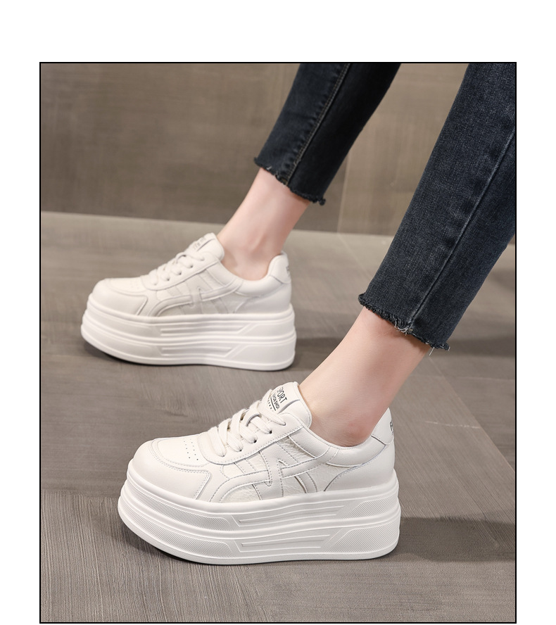 Giày sneaker nữ chunky đế dày tăng chiều cao HJ5005 — Màu be đen chi tiết 15