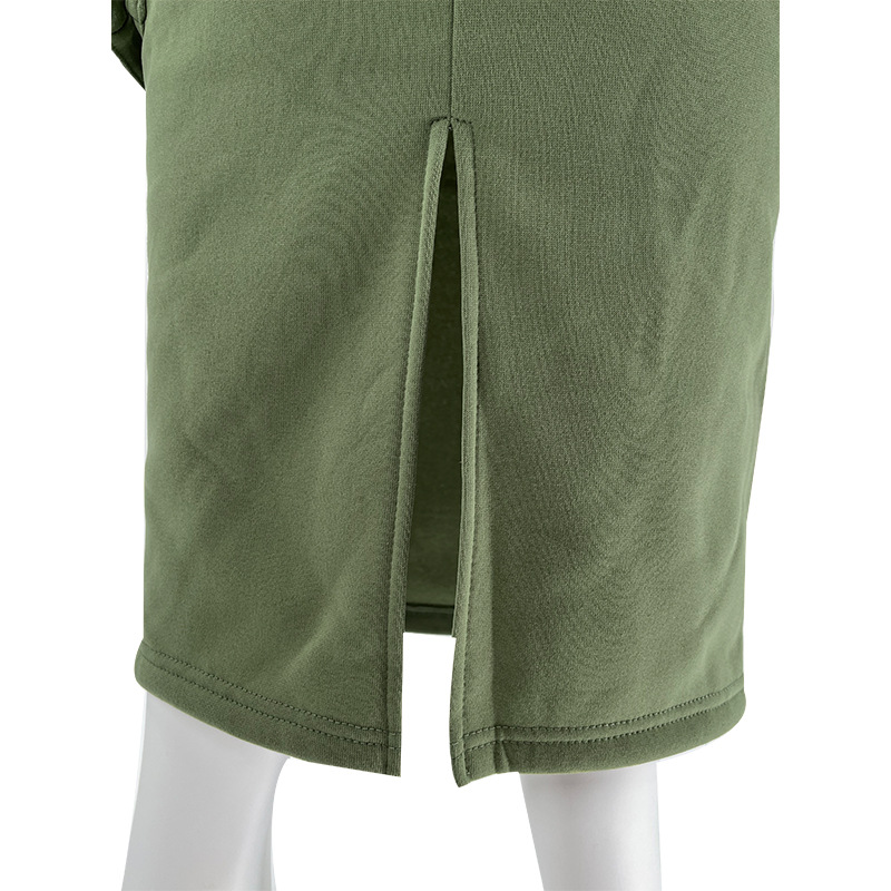 Women's Skirt Suit V Neck Hooded Solid Colour Long Sleeve Set_voghion.com