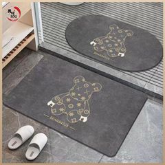 Diatomaceous Earth Bath Mat, Slip-Resistant Bathroom Mat, Modern Minimalist Cartoon Series Bathroom Entrance Soft Rubber Foot Mat