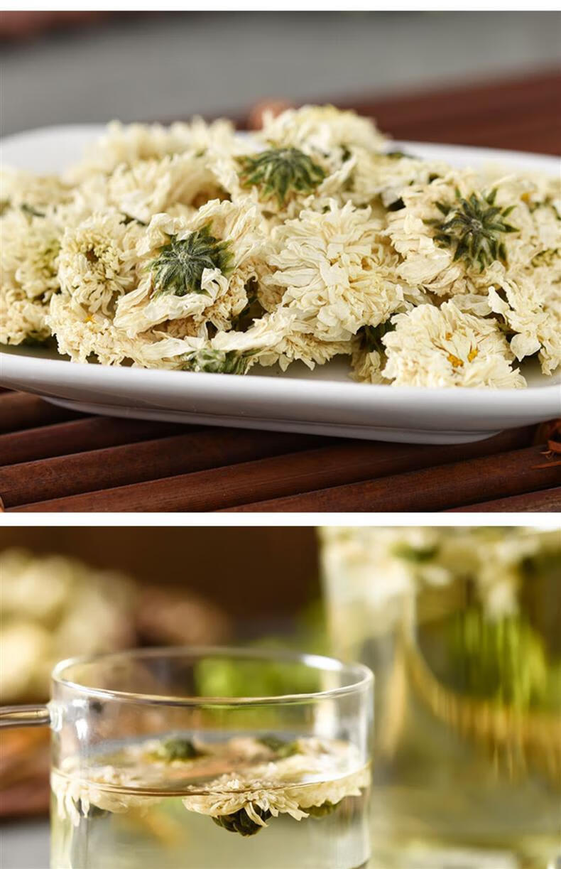 White Chrysanthemum Tea Bai Ju Hua 500g Dried Huangshan Chrysanthemum Flowers for Herbal Tea Brewing in use