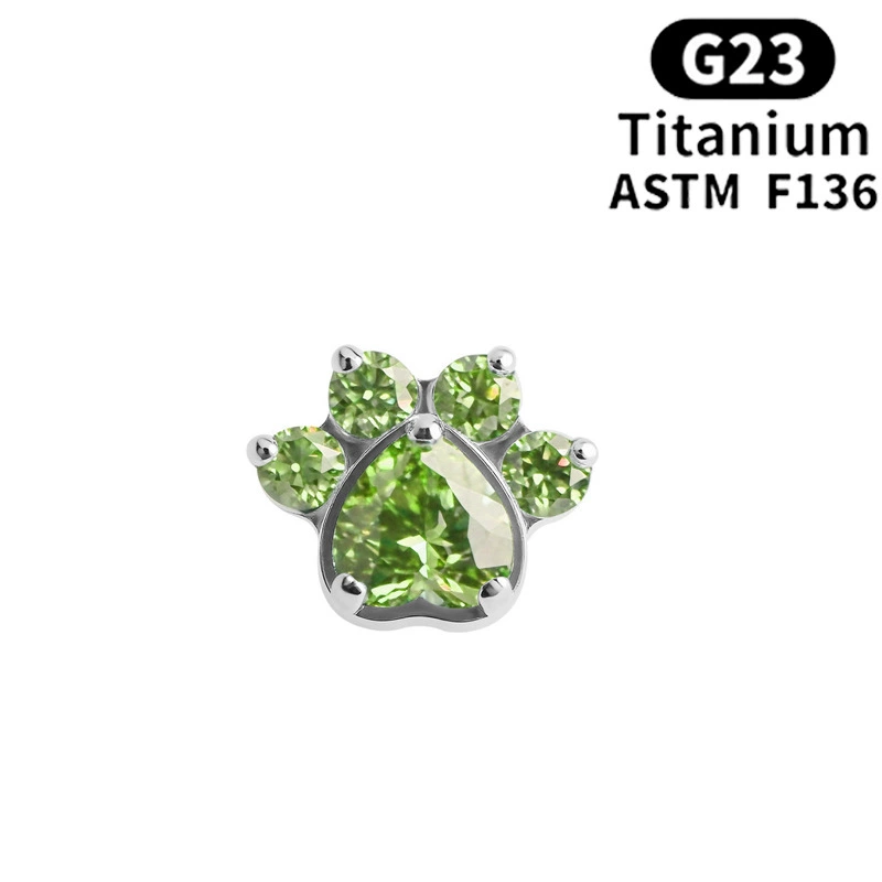 Лип пирсинг стержень (G23 титан) с дизайном лапки из циркония 5A, M0.9, несколько вариантов стержня